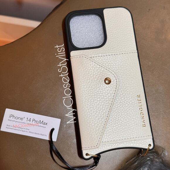 Bandolier Other - BANDOLIER Cream Wallet iPhone Case 14 Pro Max NEW Crossbody ivory Gold